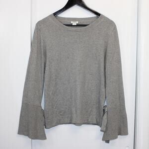 J.Crew Women’s Small Gray‎ Cotton Tie Cuff Bell Sleeve Sweater Top Boho